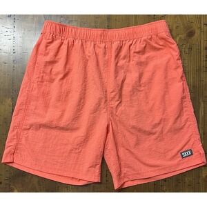 SAXX Men's Go Coastal 2N1 Volley Swim Shorts Trunks Coastal Salmon SZ Large